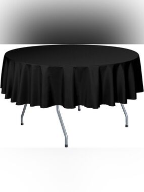 4 pack Black 72in Round Polyester Linen Tablecloth